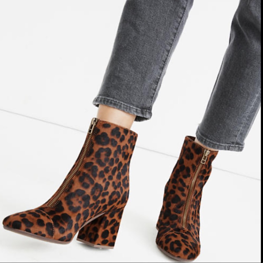 NEW Madewell Amalia Zip Calf Hair Bootie Leopard